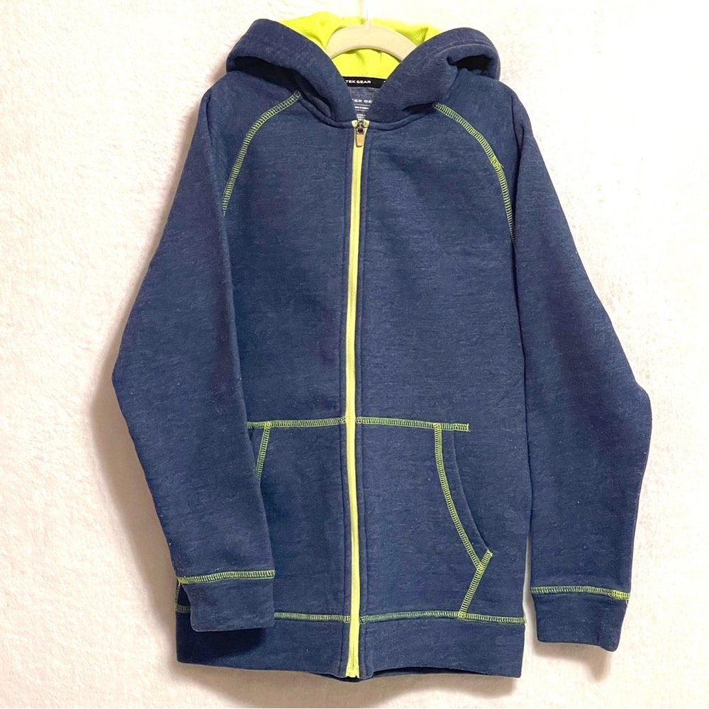 TEK GEAR Boys Zip Front Blue Hoodie, Size Small